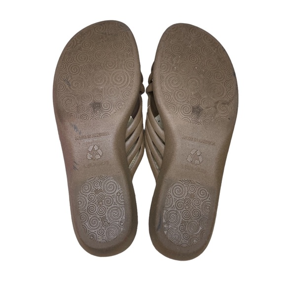 Okabashi Venice Jelly Slides Woven Straps Sz L Chocolate Brown Made in USA - Picture 8 of 8